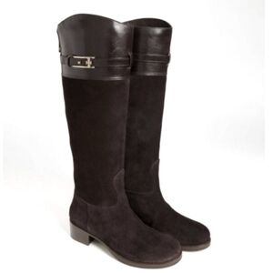 Tory Burch Jenna Black Leather Riding Boots Knee High 9.5